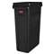 RUBBERMAID COMMERCIAL PROD. Slim Jim Receptacle w/Venting Channels, Rectangular, Plastic, 23gal, Black