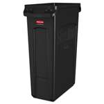RUBBERMAID COMMERCIAL PROD. Slim Jim Receptacle w/Venting Channels, Rectangular, Plastic, 23gal, Black