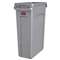 RUBBERMAID COMMERCIAL PROD. Slim Jim Receptacle w/Venting Channels, Rectangular, Plastic, 23gal, Gray