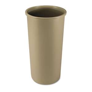 RUBBERMAID COMMERCIAL PROD. Untouchable Waste Container, Round, Plastic, 22gal, Beige