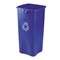 RUBBERMAID COMMERCIAL PROD. Untouchable Recycling Container, Square, Plastic, 23gal, Blue