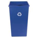 RUBBERMAID COMMERCIAL PROD. Recycling Container, Square, Plastic, 50 gal, Blue