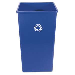 RUBBERMAID COMMERCIAL PROD. Recycling Container, Square, Plastic, 50 gal, Blue