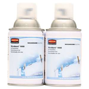 RUBBERMAID COMMERCIAL PROD. Microburst 9000 Air Freshener Refill, Linen Fresh, 5.3oz, Aerosol, 4/Carton