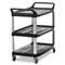 RUBBERMAID COMMERCIAL PROD. Open Sided Utility Cart, Three-Shelf, 40-5/8w x 20d x 37-13/16h, Black