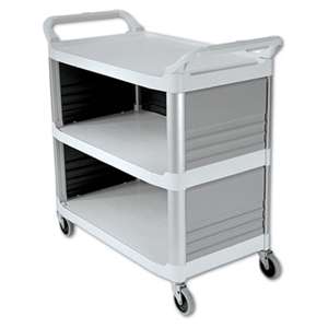 RUBBERMAID COMMERCIAL PROD. Xtra Utility Cart, 300-lb Cap, Three-Shelf, 20w x 40-5/8d x 37-4/5h, Off-White