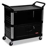 RUBBERMAID COMMERCIAL PROD. Xtra Equipment Cart, 300-lb Cap, Three-Shelf, 20-3/4w x 40-5/8d x 37-4/5h, Black