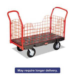 RUBBERMAID COMMERCIAL PROD. Side-Panel Platform Truck, 2000-lb Cap, 24 1/4w x 56 d x 41 1/4h, Black