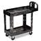 RUBBERMAID COMMERCIAL PROD. Heavy-Duty Utility Cart, Two-Shelf, 17-1/8w x 38-1/2d x 38-7/8h, Black