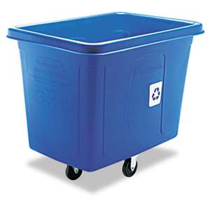 RUBBERMAID COMMERCIAL PROD. Recycling Cube Truck, Rectangular, Polyethylene, 500lb Cap, Blue