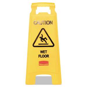 RUBBERMAID COMMERCIAL PROD. Caution Wet Floor Floor Sign, Plastic, 11 X 1 1/2 X 26, Bright Yellow, 6/ctn