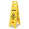 RUBBERMAID COMMERCIAL PROD. Caution Wet Floor Floor Sign, 4-Sided, Plastic, 12 x 16 x 38, Yellow