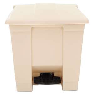 RUBBERMAID COMMERCIAL PROD. Indoor Utility Step-On Waste Container, Square, Plastic, 8gal, Beige