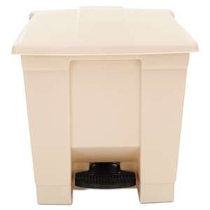 RUBBERMAID COMMERCIAL PROD. Indoor Utility Step-On Waste Container, Square, Plastic, 8gal, Beige