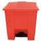 RUBBERMAID COMMERCIAL PROD. Indoor Utility Step-On Waste Container, Square, Plastic, 8gal, Red