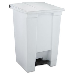 Rubbermaid Commercial 6144WHI Indoor Utility Step-On Waste Container, Square, Plastic, 12gal, White