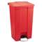RUBBERMAID COMMERCIAL PROD. Indoor Utility Step-On Waste Container, Rectangular, Plastic, 23gal, Red