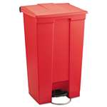 RUBBERMAID COMMERCIAL PROD. Indoor Utility Step-On Waste Container, Rectangular, Plastic, 23gal, Red