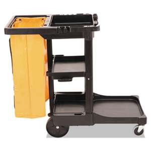 RUBBERMAID COMMERCIAL PROD. Multi-Shelf Cleaning Cart, Three-Shelf, 20w x 45d x 38-1/4h, Black