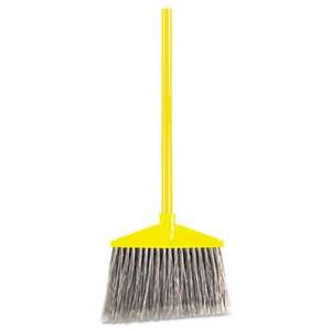 RUBBERMAID COMMERCIAL PROD. Angled Large Broom, Poly Bristles, 46 7/8" Metal Handle, Yellow/Gray