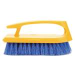 RUBBERMAID COMMERCIAL PROD. Long Handle Scrub Brush, 6" Brush, Yellow Plastic Handle/Blue Bristles