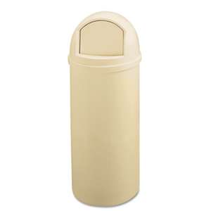 RUBBERMAID COMMERCIAL PROD. Marshal Classic Container, Round, Polyethylene, 25gal, Beige