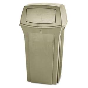 Rubbermaid Commercial 843088BG Ranger Fire-Safe Container, Square, Structural Foam, 35gal, Beige