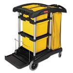 RUBBERMAID COMMERCIAL PROD. HYGEN M-fiber Healthcare Cleaning Cart, 22w x 48-1/4d x 44h, Black/Yellow/Silver