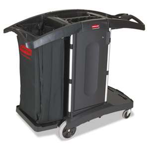 RUBBERMAID COMMERCIAL PROD. Compact Folding Housekeeping Cart, 22w x 51 3/4d x 44h, Black