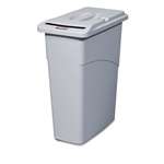RUBBERMAID COMMERCIAL PROD. Slim Jim Confidential Document Receptacle w/Lid, Rectangle, 23gal, Light Gray