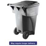 RUBBERMAID COMMERCIAL PROD. Brute Rollout Heavy-Duty Waste Container, Square, Polyethylene, 95gal, Gray
