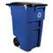 RUBBERMAID COMMERCIAL PROD. Brute Recycling Rollout Container, Square, 50gal, Blue