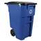 RUBBERMAID COMMERCIAL PROD. Brute Rollout Container, Square, Plastic, 50 gal, Blue