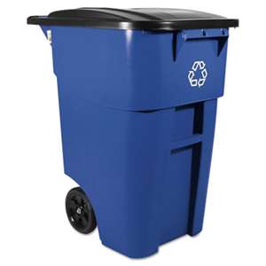 RUBBERMAID COMMERCIAL PROD. Brute Rollout Container, Square, Plastic, 50 gal, Blue