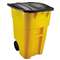 RUBBERMAID COMMERCIAL PROD. Brute Rollout Container, Square, Plastic, 50 gal, Yellow