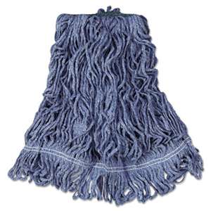 RUBBERMAID COMMERCIAL PROD. Super Stitch Blend Mop Head, Medium, Cotton/Synthetic, Blue, 6/Carton