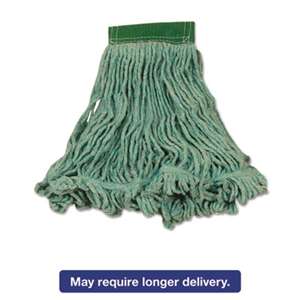 RUBBERMAID COMMERCIAL PROD. Super Stitch Blend Mop Heads, Cotton/Synthetic, Green, Medium