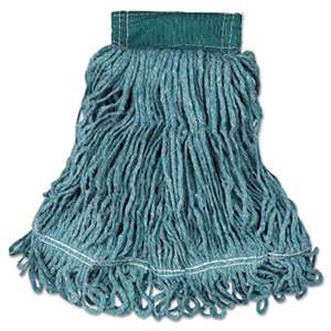 RUBBERMAID COMMERCIAL PROD. Super Stitch Blend Mop Head, Medium, Cotton/Synthetic, Green, 6/Carton