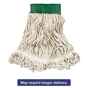 RUBBERMAID COMMERCIAL PROD. Super Stitch Looped-End Wet Mop Head, Cotton/Synthetic, Medium, Green/White