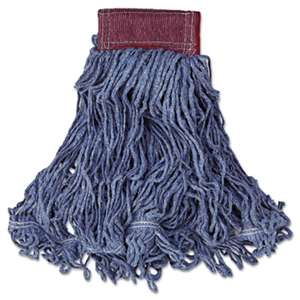 RUBBERMAID COMMERCIAL PROD. Super Stitch Blend Mop Head, Large, Cotton/Synthetic, Blue, 6/Carton