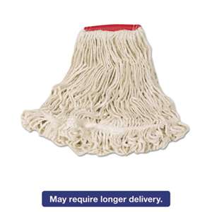 RUBBERMAID COMMERCIAL PROD. Super Stitch Looped-End Wet Mop Head, Cotton/Synthetic, Large Size, Red/White