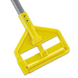RUBBERMAID COMMERCIAL PROD. Invader Fiberglass Side-Gate Wet-Mop Handle, 1 dia x 54, Gray/Yellow