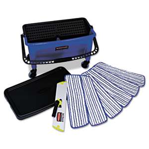 RUBBERMAID COMMERCIAL PROD. Microfiber Floor Finishing System, 27gal, Blue/Black/White