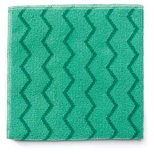 RUBBERMAID COMMERCIAL PROD. Reusable Cleaning Cloths, Microfiber, 16 x 16, Green, 12/Carton