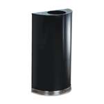 RUBBERMAID COMMERCIAL PROD. European & Metallic Series Open Top Receptacle, Half-Round, 12gal, Black/Chrome