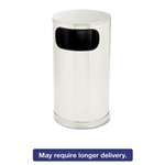 RUBBERMAID COMMERCIAL PROD. European & Metallic Side-Opening Receptacle, Round, 12 gal, Satin Stainless