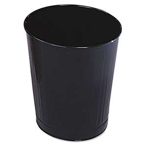 RUBBERMAID COMMERCIAL PROD. Fire-Safe Wastebasket, Round, Steel, 6 1/2 gal, Black