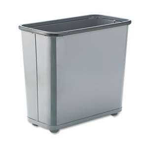 RUBBERMAID COMMERCIAL PROD. Fire-Safe Wastebasket, Rectangular, Steel, 7.5gal, Gray