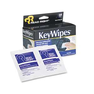 Read Right RR1233 KeyWipes Keyboard & Hand Cleaner Wet Wipes, 5 x 6 7/8, 18/Box