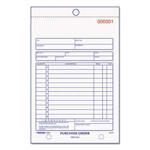 REDIFORM OFFICE PRODUCTS Purchase Order Book, Bottom Punch, 5 1/2 x 7 7/8, 3-Part Carbonless, 50 Forms